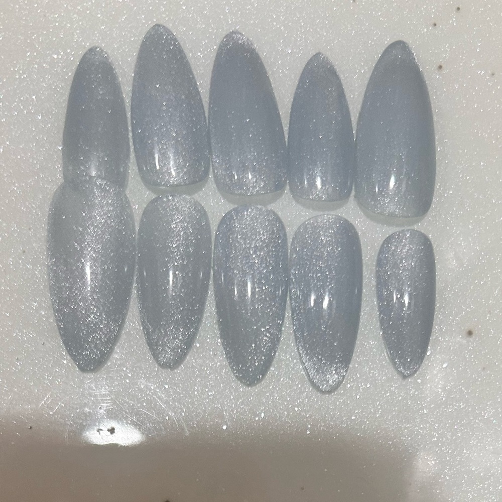 Shimmering Silver Press-On Nails Handmade